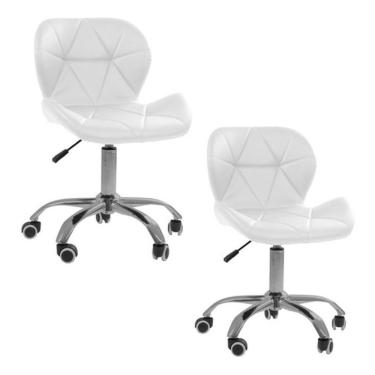 Imagem de Kit 02 Cadeiras Office Eiffel Slim Ajustável Oficial Kit 2 Branco