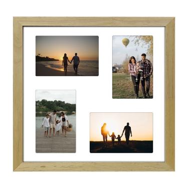 Imagem de Quadro Multifotos 4 Fotos 10X15 Paspatur 30X30CM Quadrado em Madeira com Penduradores Branco Mastertel