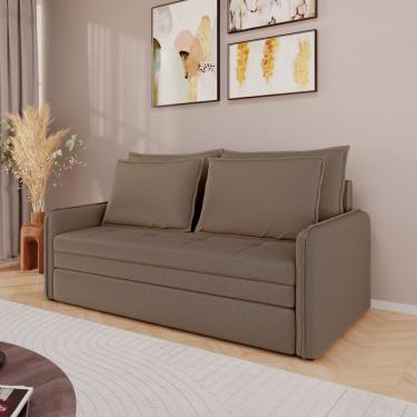 Imagem de Sofá Cama Retrátil 3 Lugares Veneza 1,56m Linho Marrom