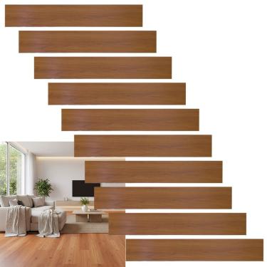 Imagem de Kit Piso Vinílico Autocolante BSL3837 Vinil Importado 91x15,2CM Madeira Falsa Residencial Interno Amadeirado