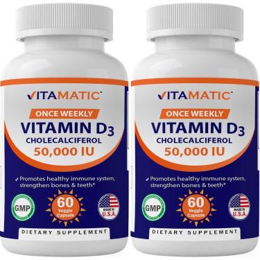 Imagem de Suplemento vitamínico de vitamina D3 50.000 UI 60 cápsulas x2-Unissex