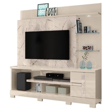 Imagem de Estante Home Theater Alan com Pés Calacata Off White – Madetec