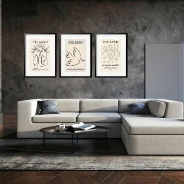 Imagem de Kit 3 Quadros Grandes Picasso Portrait Imaginaires Collection 60x48cm