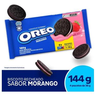 Imagem de Biscoito recheado Oreo milkshake de morango multipack 144g