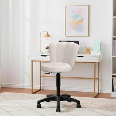 Imagem de Cadeira Mocho Pétala Estética Com Encosto Girátorio Veludo - SOFA STOR