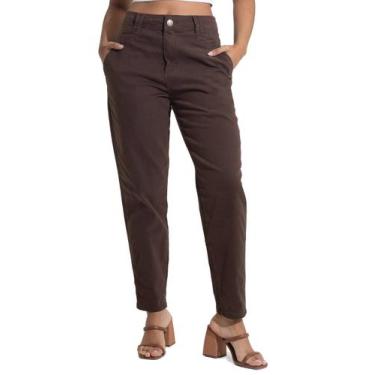 Imagem de Calça Sarja Sawary Mom - 282780 - marrom 44, Marrom, 44