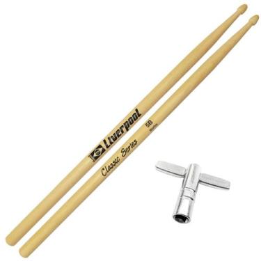 Imagem de Baquetas Liverpool 2B 5A 5B 7A Classic Series Marfim + Chave Afinação 