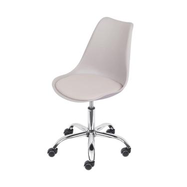 Imagem de Kit 4 Cadeiras Eames Saarinen Joly Polipropileno Assento Estofado PU Fendi Cromado