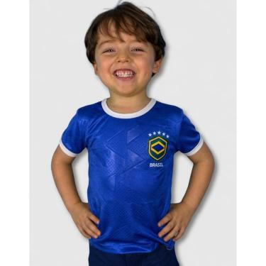 Imagem de Camiseta Infantil Brasil Dry texturizado 3D com emblema seleção brasileira futebol copa...
