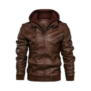Imagem de Jaqueta Masculina Casual De Couro PU Para Motociclistas, Estilo Outono