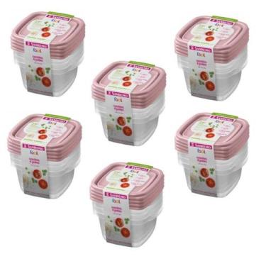 Imagem de Kit 24 Potes Para Alimentos Quadrado 360 ML Transparente - Sanremo