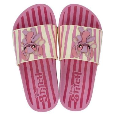 Imagem de Chinelo Infantil Menina Slide Conforto Disney Stitch, Rosa, Bege, 32/3