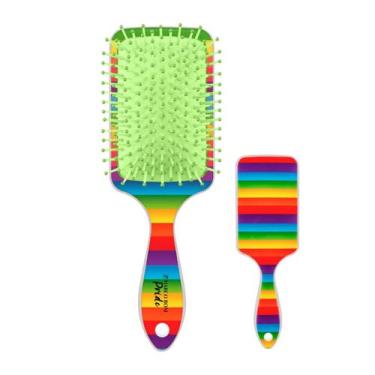 Imagem de Escova De Cabelo Raquete Uso Diário Coleção Pride Marco Boni, Verde