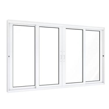 Imagem de Janela de Alumínio de Correr 100x150cm 2 Folhas Móveis 2 Fixas com Vid