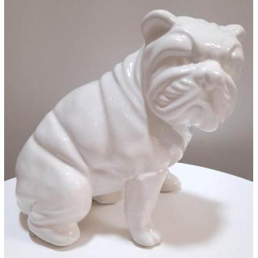 Imagem de Cofre cachorro decor. resina branco 18 cm de altura - Toque de Classe