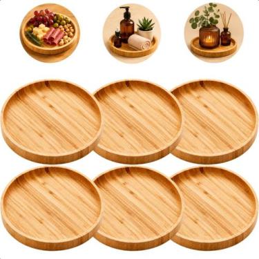 Imagem de Conjunto 6 Pratos Raso Sobremesa De Bambu 18cm Verona Luxo Lyor