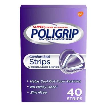Imagem de Poligrip Tiras Adesivas para fixação de dentadura - 40 Unid