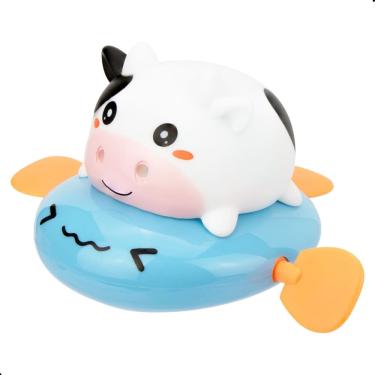 Imagem de Brinquedo Infantil Vaca Nada na Água com Corda Branco e Preto Pimpolho