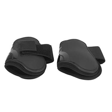 Imagem de Botas de tala de cavalo, botas de cavalo ajustável PU de alta qualidade para proteção das pernas para absorção de choque(Preto, Um par de pernas traseiras extragrandes)