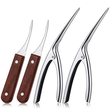 Imagem de 2 conjuntos de ferramenta de desenvolvimento de camarão de aço inoxidável descascador de camarão portátil limpador de camarão faca descascador de casca de camarão para ferramentas de descascamento de camarão de cozinha