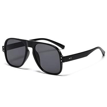 Imagem de Moda Candy Colors Piloto Óculos de Sol Mulheres Retro Designer Rebites Decoração Homens Tendência Verde Quadrado Óculos de Sol, preto cinza, A