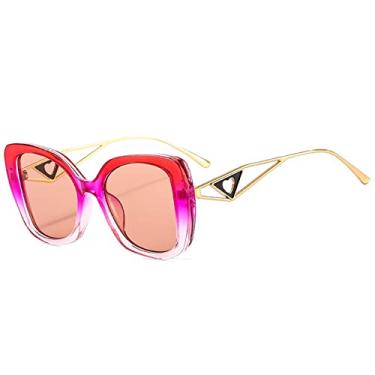 Imagem de Óculos de sol borboleta fashion feminino masculino olho de gato colorido liga armação de metal óculos de luxo uv400, c6, tamanho único