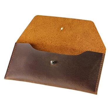 Imagem de RingSun Carteira minimalista para homens carteira de mão retrô bolsa de dinheiro bolsa de mão para homens envelope carteira de dinheiro porta-cartão de crédito para feriados RS119-8, marrom