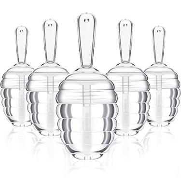 Imagem de 18 peças de pote de mel em forma de tubo de brilho labial vazio recipiente de plástico para brilho labial mini recipiente transparente recarregável com 2 peças de funis de plástico para mulheres meninas cosméticos faça você mesmo, 6 ml, Transparente, 20 Piece Set