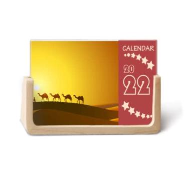 Imagem de Calendário de mesa Sunset All the Way to the Silk Road Camel Desert 2022 12 meses