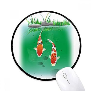 Imagem de DIYthinker Tradição de casal peixe chinês mouse pad desktop escritório tapete redondo para computador