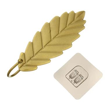 Imagem de KIZQYN Ganchos de casaco de parede saco de guarda-roupa cabide folhas forma jóias pendurado gancho de ferro decoração de parede folha gancho de chave ferramentas de rack de cozinha rack de casaco montado na parede (cor: 4)