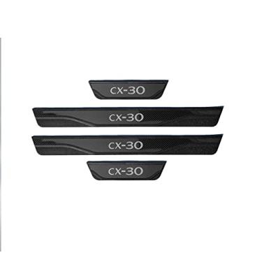 Imagem de GZBFTDH Protetor de placa de desgaste do peitoril da porta do carro, compatível com Mazda CX-30 2022 2023, guarnição de proteção de entrada de porta de peças de aço (com logotipo premiun)