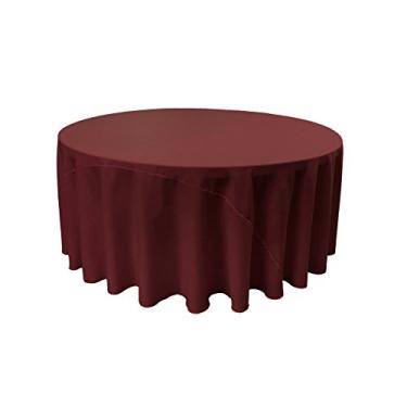 Imagem de LA Linen Toalha de mesa redonda de popelina de poliéster, 332 cm, vinho
