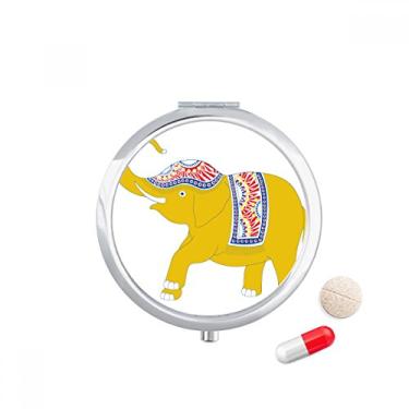 Imagem de Porta-comprimidos com elefante amarelo da Tailândia, caixa de armazenamento de medicamentos, dispensador de contêiner