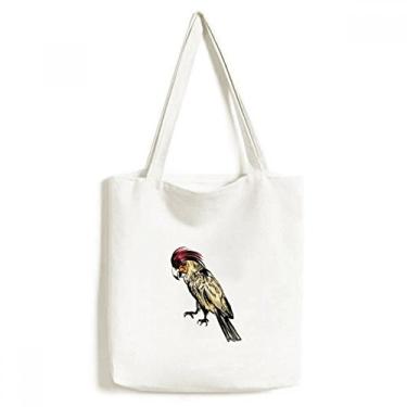 Imagem de Bolsa de lona de lona papagaio de penas amarelas bolsa de compras casual