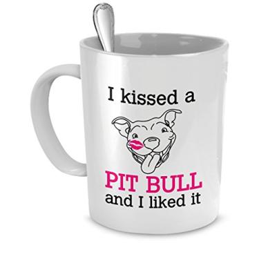 Imagem de Caneca de café Pit Bull - I kissed a Pit Bull and I Liked It - Presentes Pit Bull Lover - Caneca de cerâmica de 325 ml