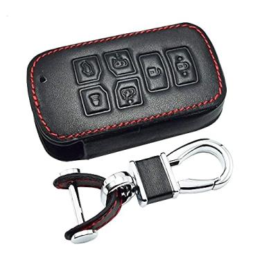 Imagem de SELIYA Capa para chave de carro de couro com 6 botões, adequada para Toyota Sienna 2012 2014 2016 Tacoma Smart Remote chaveiro bolsa protetora