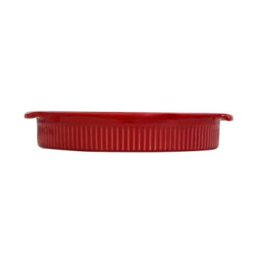 Imagem de Travessa redonda em porcelana, modelo assar ou servir, Funda, refratária, Ø 21 cm, 1000 ml, Germer, Vermelho