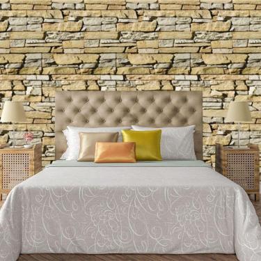 Imagem de Papel De Parede Adesivo Pedra Canjiquinha Rustica Lavável Cozinha 3 Metros