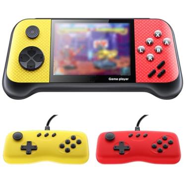 Imagem de Console de jogos portátil para crianças e adultos, reprodutor de videogame portátil com jogos pré-carregados, economia de progresso e conexão com a TV (amarelo vermelho)