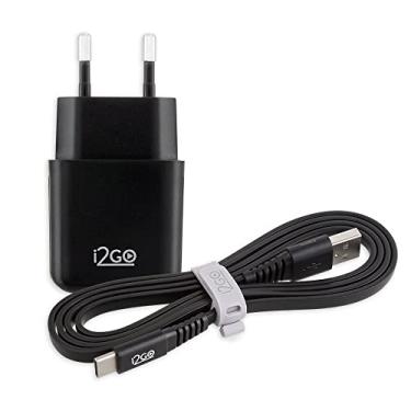 Imagem de Kit Carregador De Parede USB 1A + Cabo USB-C 1,2m 2,4A I2GO Preto - I2GO Basic