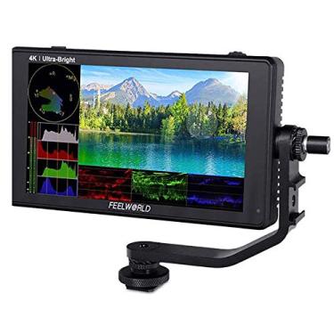 Imagem de FEELWORLD LUT6S Monitor de campo de 6 polegadas ultra brilhante 2600 nit tela sensível ao toque na câmera com HDR 3D Lut Waveform VectorScope Histograma 3G-SDI 4K HDMI entrada saída 1920 x 1080 painel IPS
