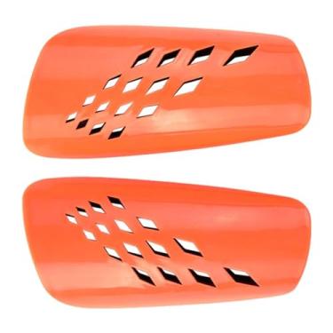 Imagem de UGPLM Caneleiras de futebol, caneleiras de treinamento de futebol, mangas de eva, almofada para adultos, 2 peças, equipamento de proteção de futebol, Laranja