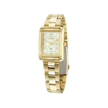 Imagem de Relógio Seculus Feminino Ref: 44117lpsvda1 Retangular Dourado