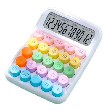 Imagem de Calculadora de Mesa Candy Colorida Simples Kawaii 12 Dígitos (Branco)