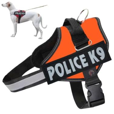 Imagem de Coleira Peitoral Para Cachorro Porte Pequeno Médio e Grande Colete Confortável Policia K9 (Laranja, GG)