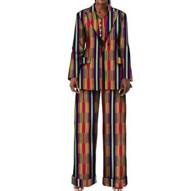 Imagem de Ternos africanos para mulheres, blazer com estampa africana, casaco e calça comprida, T7, XXG