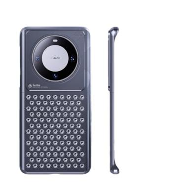 Imagem de SNIDII Capa de telefone de aromaterapia para Huawei Mate 60 pro + com liga de alumínio, malha metálica, capa respirável, antiarranhões, antiqueda (cinza)