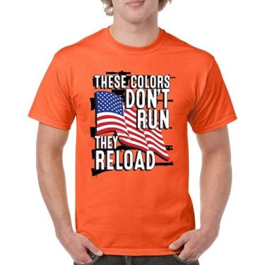 Imagem de Camiseta masculina These Colors Don't Run They Reload 2nd Amendment 2A Don't Tread on Me Second Right Bandeira Americana, Laranja, GG