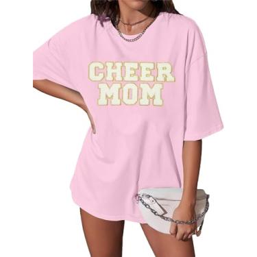 Imagem de Camiseta Mamãe Feminina Mamãe: Camiseta Mom Life Camiseta Cheer Mom Camiseta Patch Glitter Presente para Mamãe Tops, rosa, XXG